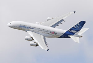 Airbus A380 maneuvering in airshow